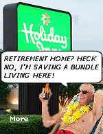 Holiday Inn resident Terry Robison, a retired man of 64, says the average cost of assisted living for seniors is about $188 per day. A long-term stay with a senior discount at Holiday Inn, on the other hand, is about $60 per day. And, the grandkids can come over and use the pool. Tipping the staff $5 bucks a day makes them really hustle to make sure your room has everything you need, and you don't even have to make your own bed, something you usually pay extra for at an assisted living home.
